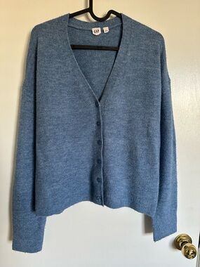 GAP Soft Blue V-Neck Button Front Cardigan